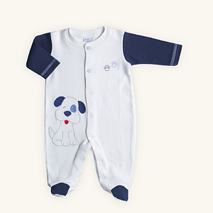 Macacão Bebê Cachorro em Suedine Premium 100% Algodão