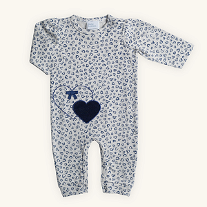 Macacão Bebê Corações em Suedine Premium Mescla