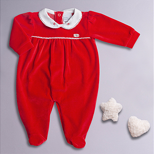 Macacão Bebê Gabi Vermelho Plush Premium