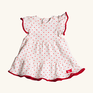 Vestido Bebê Corações Suedine Premium 100% Algodão