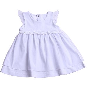 Vestido Tule com Renda e Brilhos Branco Meia Malha Premium 100% Algodão