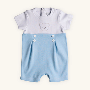 Macaquinho Bebê Romper Ursinho Suedine 100% Algodão Premium
