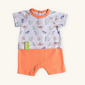 Macaquinho Bebê Romper Cachorros Suedine Mista e Suedine 100% Algodão