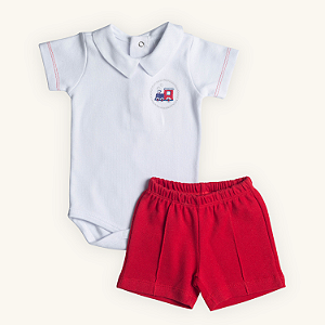 Conjunto Body Bebê com Short Trenzinho Suedine Premium 100% Algodão