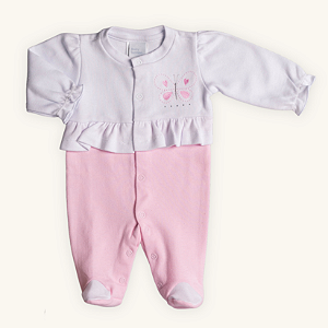 Macacão Bebê Borboleta Suedine Premium 100% Algodão