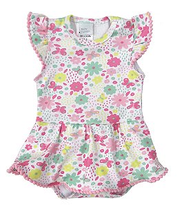 Body Vestido Floral Suedine 100% Algodão Premium