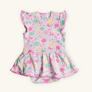 Vestido Body Bebê Floral Suedine 100% Algodão Premium