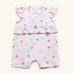 Macaquinho Bebê Romper Fundo Mar Suedine Premium 100% Algodão