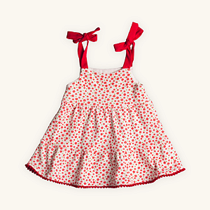 Vestido Bebê Florzinhas Alcinhas Suedine Premium 100% Algodão