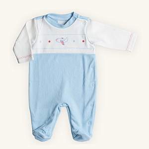 Macacão Bebê Avião Suedine Premium 100% Algodão