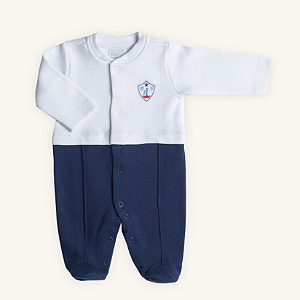 Macacão Bebê Brasão Náutico Suedine Premium 100% Algodão