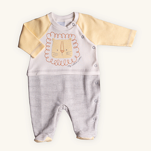 Macacão Bebê Leão Suedine Premium 100% Algodão e Moletinho Premium