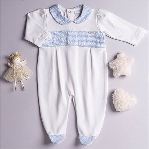 Macacão Bebê Branco Estrelas Suedine Premium 100% Algodão
