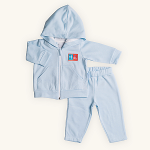 Conjunto 2 Peças Bebê Menino Airplane Capuz Moletinho Felpado