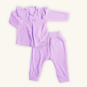 Conjunto 2 Peças Bebê Menina Plush Lilás Babadinhos Laço