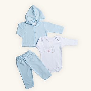 Conjunto Body Bebê 3 Pecas em Suedine 100% Algodão e Moletom Felpado