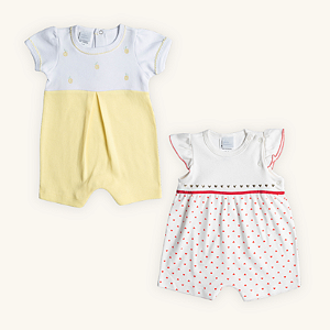 Kit Bebê Menina Verão 2 Macaquinhos Bebê Romper Suedine 100% Algodão