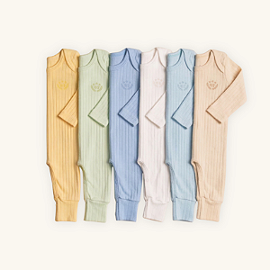 Macacão Bebê Body Longo Suedine Canelada Premium 100% Algodão Menino