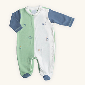 Macacão Bebê Bichos Safari Tricolor Suedine Premium 100% Algodão