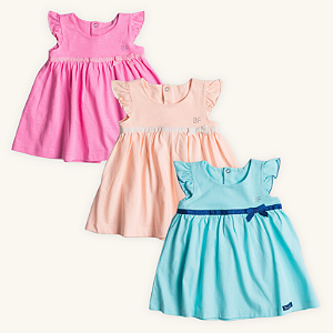 Vestido Bebê Rodado com Strass em Meia Malha 100% Algodão Premium