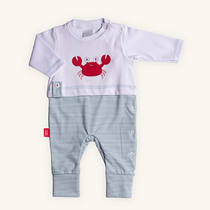 Macacão Bebê Siri em Suedine Listrado Nobre