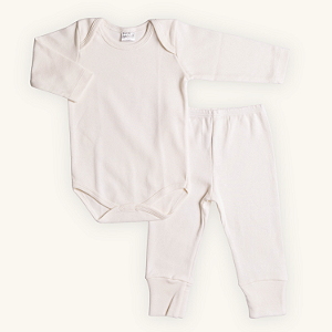 Conjunto Body e Calça Bebê Manga Longa Cru Suedine Premium 100%Algodão