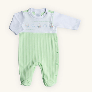 Macacão Bebê Balões Suedine canelada 100% Algodão Nobre