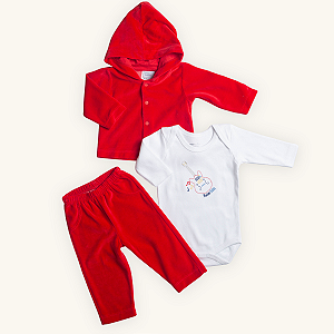 Conjunto 3 Peças Bebê Menino Guitarra Suedine Plush Premium