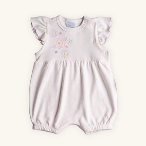 Macaquinho Flor Pois em Suedine Premium 100% Algodão