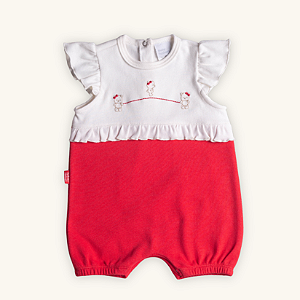 Macaquinho Bebê Romper Ursa na Corda em Suedine 100% Algodão Nobre