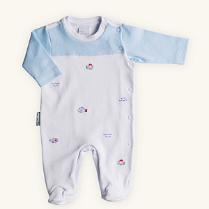 Macacão Bebê Peixinhos Salpicados Suedine 100% Algodão Nobre