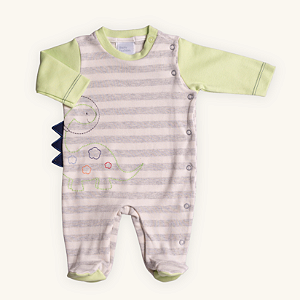 Macacão Bebê Dino Suedine Mescla Nobre