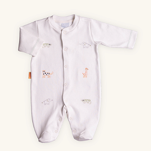 Macacão Bebê Safari Salpicado em Suedine Nobre 100% Algodão