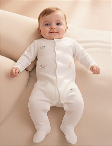 Macacão Bebê Safari Salpicado em Suedine Nobre 100% Algodão