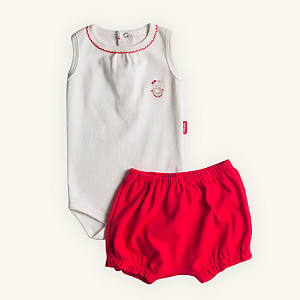 Conjunto Body e Short Bebê Ursinha Suedine 100% Algodão Premium