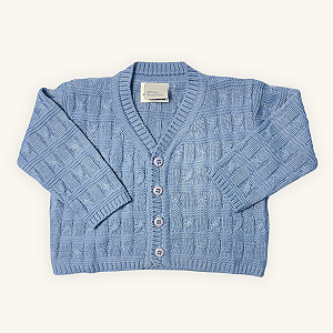Casaco Bebê Menino Azul Anil Torcidinho Tricot Premium