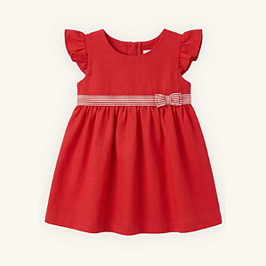 Vestido Bebê Vermelho Com Laço e Calcinha 100% Algodão Premium