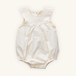 Macaquinho Romper Bebê Menina Chique Amarelo Tricoline 100% Algodão