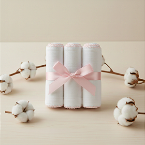 Kit 3 Fraldas de Ombro Brancas Luxo Bainha e Picueta Rosa Cremer