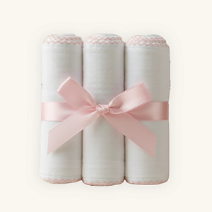 Kit 3 Fraldas de Ombro Brancas Luxo Bainha e Picueta Rosa Cremer