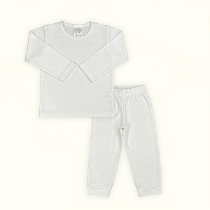 Conjunto 2 Peças Infantil Manga Longa Calça Térmico UV 50 Branco
