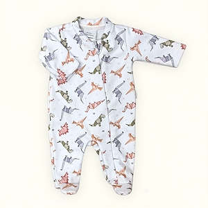 Macacão Bebê Soft Premium Zíper Dino Origami Pijama