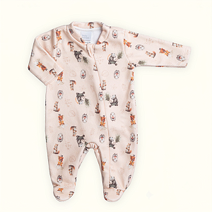 Macacão Bebê Soft Premium Zíper Floresta Encantada Pijama