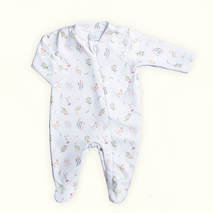 Macacão Bebê Soft Premium Zíper Floral Pijama