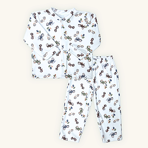 Conjunto 2 Peças Infantil Blusa Calça Soft Carrinhos Vintage Pijama