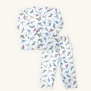 Conjunto 2 Peças Infantil Blusa Calça Soft Premium Dino Origami Pijama