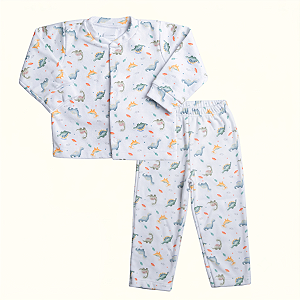 Conjunto 2 Peças Infantil Blusa Calça Soft Premium Dinossauros Pijama