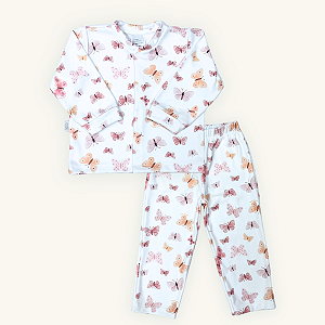 Conjunto 2 Peças Infantil Blusa Calça Soft Premium Borboleta Pijama