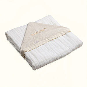 Toalha Fralda Bebê Soft 100% Algodão com Capuz Bordada Neutra
