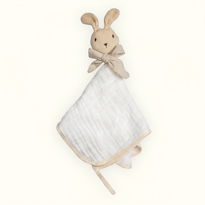 Naninha Bebê Soft com Pelúcia Coelho em Plush e Prendedor de Chupeta